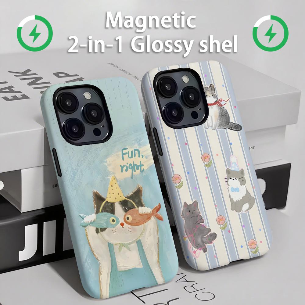 Apple Iphone 16 - Funda de teléfono con gatos y