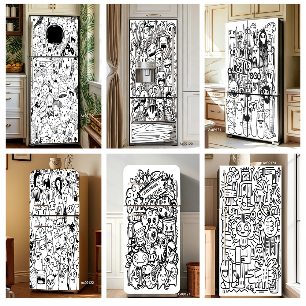 Full Cover Adhesive - Pegatina para refrigerador con diseño de